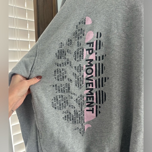 FP Movement by Free People Gray Sweatshirt with Pink and White Accents - Picture 2 of 5